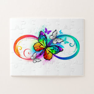 Bright infinity with rainbow butterfly jigsaw puzzle