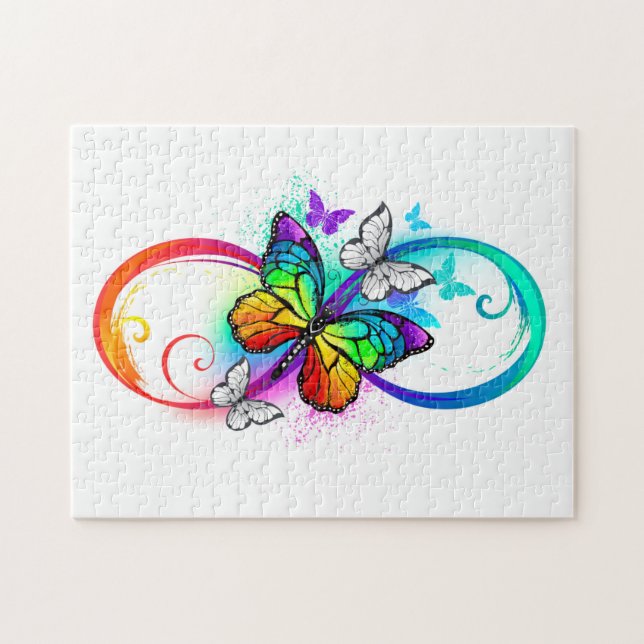 Bright infinity with rainbow butterfly jigsaw puzzle (Horizontal)