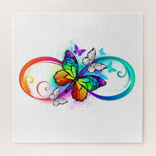 Bright infinity with rainbow butterfly jigsaw puzzle