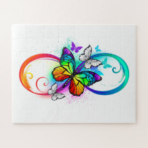 Bright infinity with rainbow butterfly jigsaw puzzle