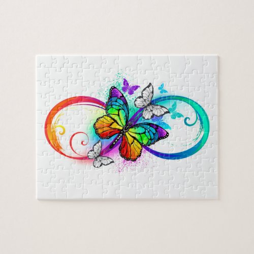 Bright infinity with rainbow butterfly jigsaw puzzle