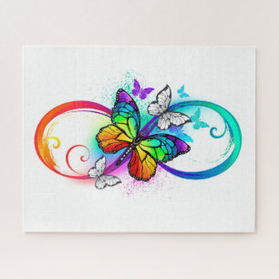 Bright infinity with rainbow butterfly jigsaw puzzle