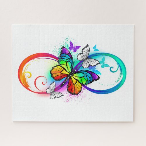 Bright infinity with rainbow butterfly jigsaw puzzle