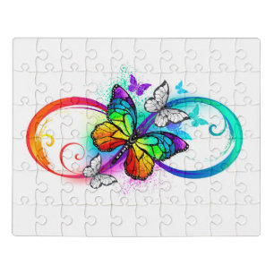Bright infinity with rainbow butterfly jigsaw puzzle
