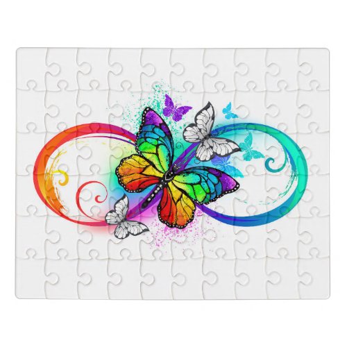 Bright infinity with rainbow butterfly jigsaw puzzle