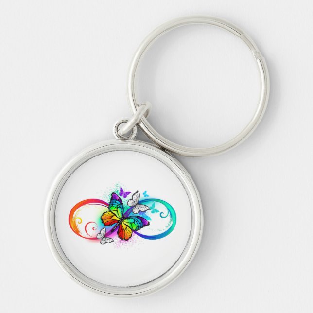 Bright infinity with rainbow butterfly keychain (Front)