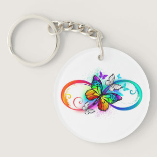 Bright infinity with rainbow butterfly keychain