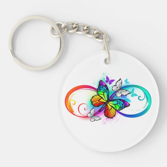 Bright infinity with rainbow butterfly keychain (Front)