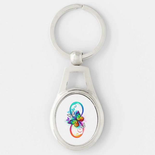 Bright infinity with rainbow butterfly keychain (Front)