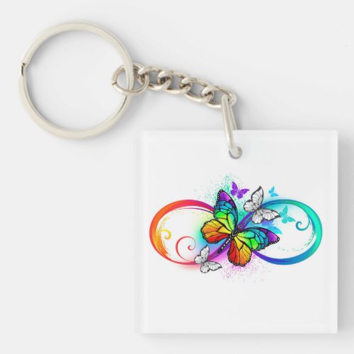 Bright infinity with rainbow butterfly keychain