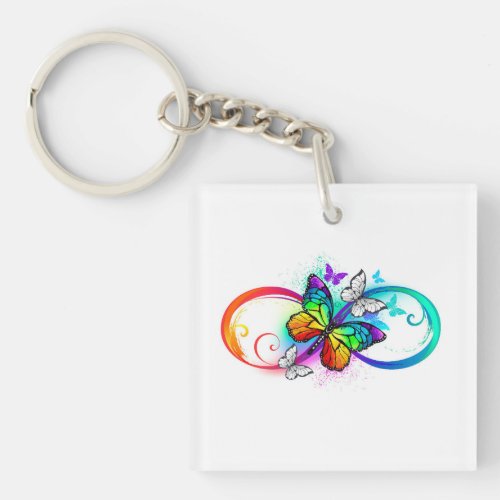 Bright infinity with rainbow butterfly keychain