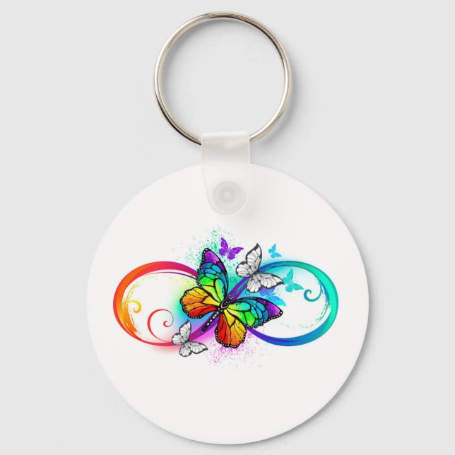 Bright infinity with rainbow butterfly keychain (Front)