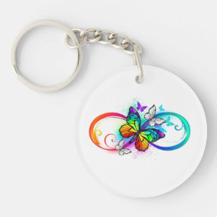 Bright infinity with rainbow butterfly keychain