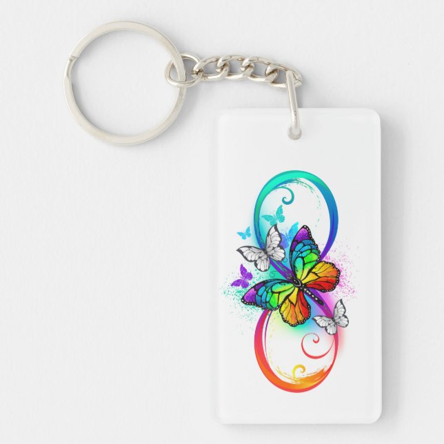 Bright infinity with rainbow butterfly keychain (Front)