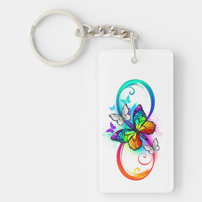 Bright infinity with rainbow butterfly keychain (Front)