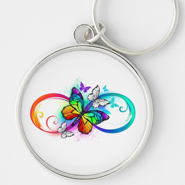 Bright infinity with rainbow butterfly keychain (Front)