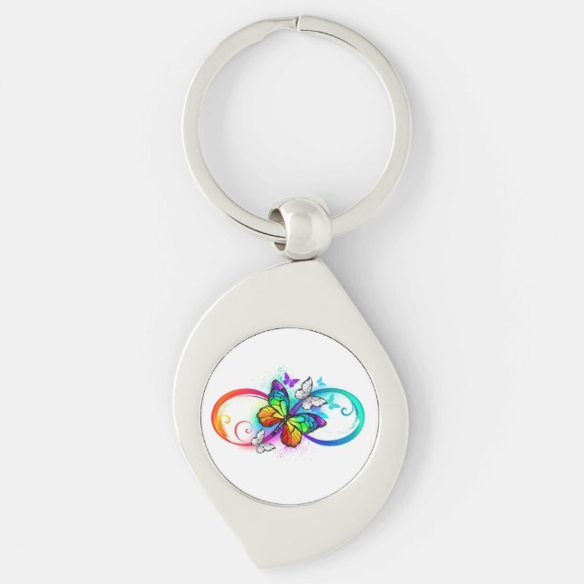 Bright infinity with rainbow butterfly keychain (Front)