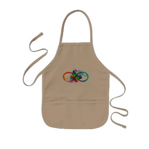 Bright infinity with rainbow butterfly kids' apron