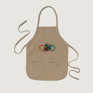 Bright infinity with rainbow butterfly kids' apron