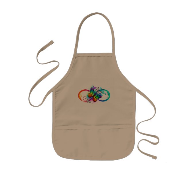 Bright infinity with rainbow butterfly kids' apron (Front)