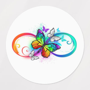 Bright infinity with rainbow butterfly kids' labels