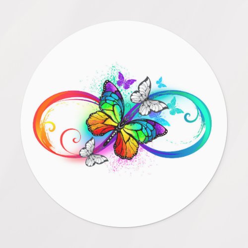 Bright infinity with rainbow butterfly  kids labels