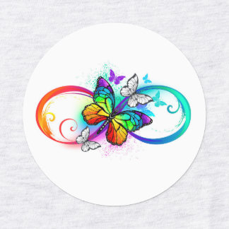 Bright infinity with rainbow butterfly kids' labels