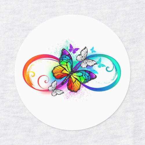 Bright infinity with rainbow butterfly kids labels