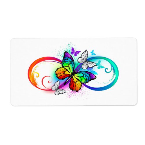 Bright infinity with rainbow butterfly label