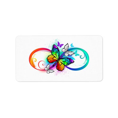 Bright infinity with rainbow butterfly label