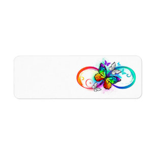Bright infinity with rainbow butterfly label