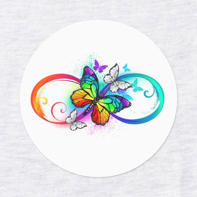 Bright infinity with rainbow butterfly labels (Design 1)