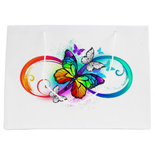 Bright infinity with rainbow butterfly large gift bag