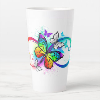 Bright infinity with rainbow butterfly latte mug