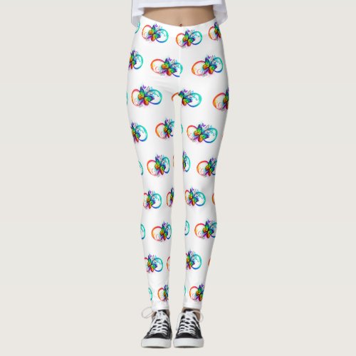 Bright infinity with rainbow butterfly leggings