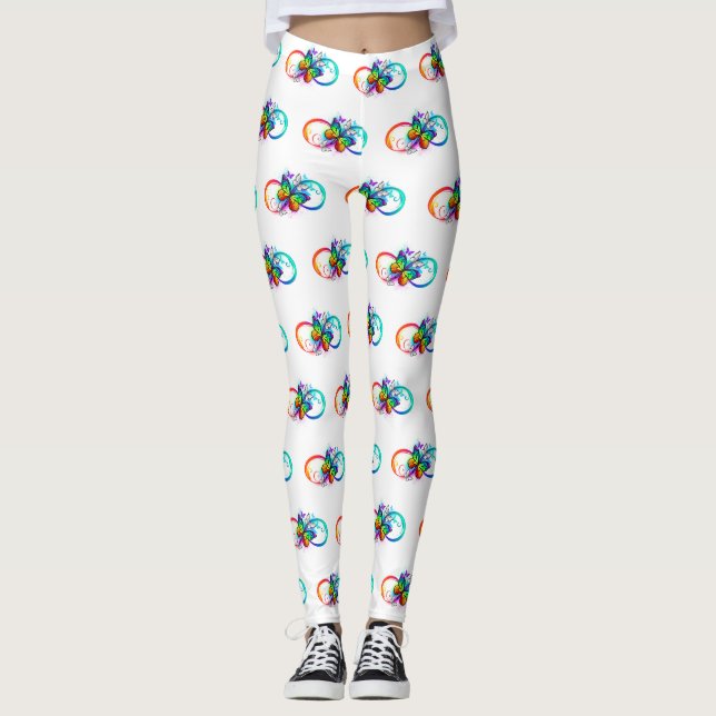 Bright infinity with rainbow butterfly leggings (Front)