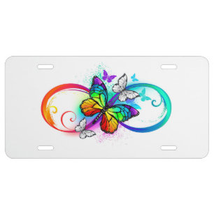 Bright infinity with rainbow butterfly license plate