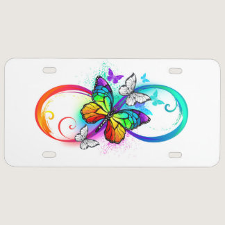 Bright infinity with rainbow butterfly license plate