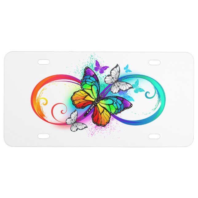 Bright infinity with rainbow butterfly license plate (Front)