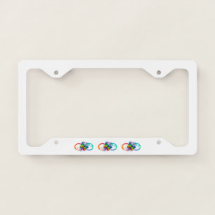 Bright infinity with rainbow butterfly license plate frame