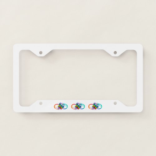 Bright infinity with rainbow butterfly license plate frame