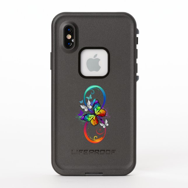 Bright infinity with rainbow butterfly LifeProof iPhone case (Back)