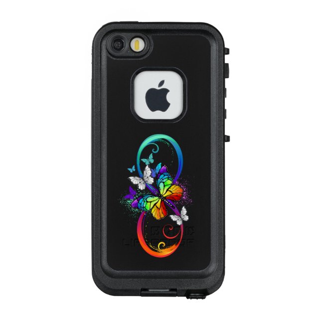 Bright infinity with rainbow butterfly LifeProof iPhone case (Back)