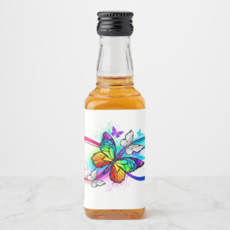 Bright infinity with rainbow butterfly liquor bottle label