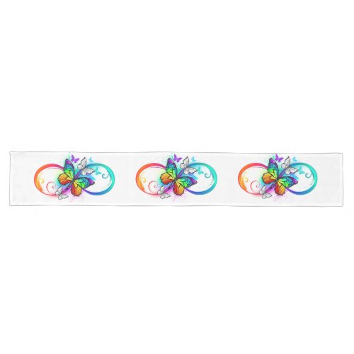 Bright infinity with rainbow butterfly long table runner