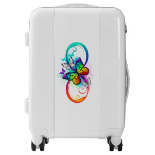 Bright infinity with rainbow butterfly luggage