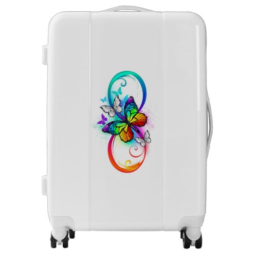 Bright infinity with rainbow butterfly luggage