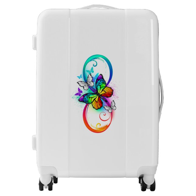 Bright infinity with rainbow butterfly luggage (Front)