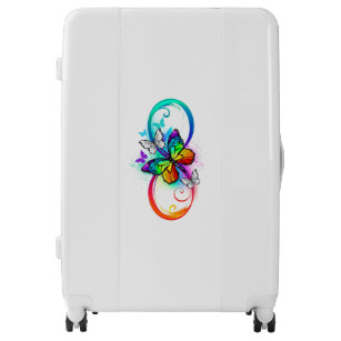 Bright infinity with rainbow butterfly luggage