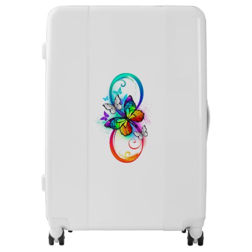 Bright infinity with rainbow butterfly luggage